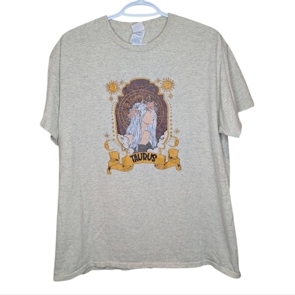Delta Pro Weight Heathered Taurus Astrology T Shirt Women Large Feminine